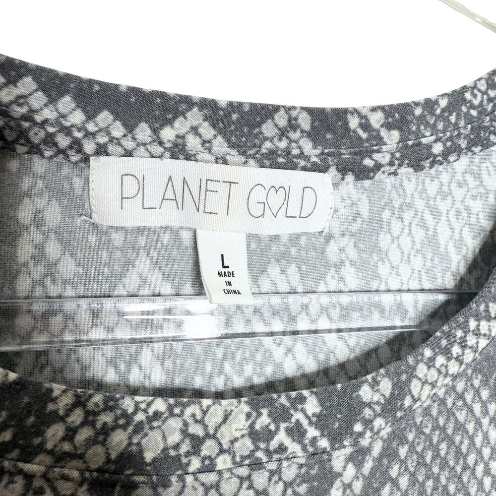 Planet Gold Snakeskin Long Sleeve Top Size Large Y2K Edgy Clubwear Animal Print - Picture 3 of 8